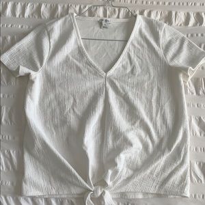 J. Crew White V-Neck Tie T-Shirt, size XS